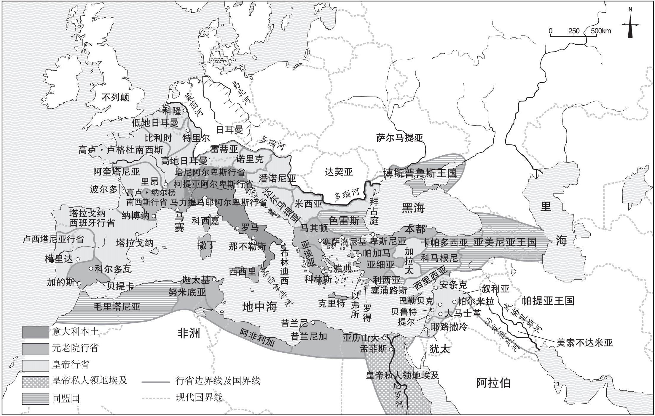 罗马帝国全图(公元             14            年)