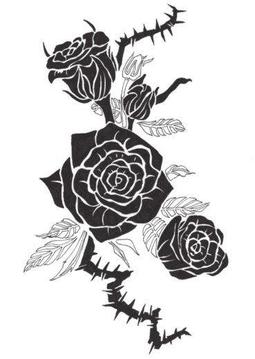 花卉单独纹样图案黑白图片