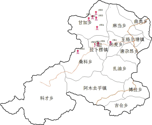 图3-5-3 甘南藏族自治州夏河县人间鼠疫疫点示意图