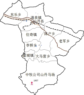 图3-5-10 张掖市山丹县人间鼠疫疫点示意图