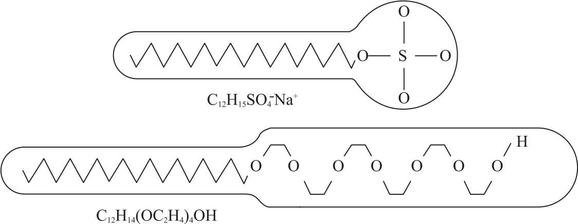 圖2-29 表面活性劑分子結構示意圖