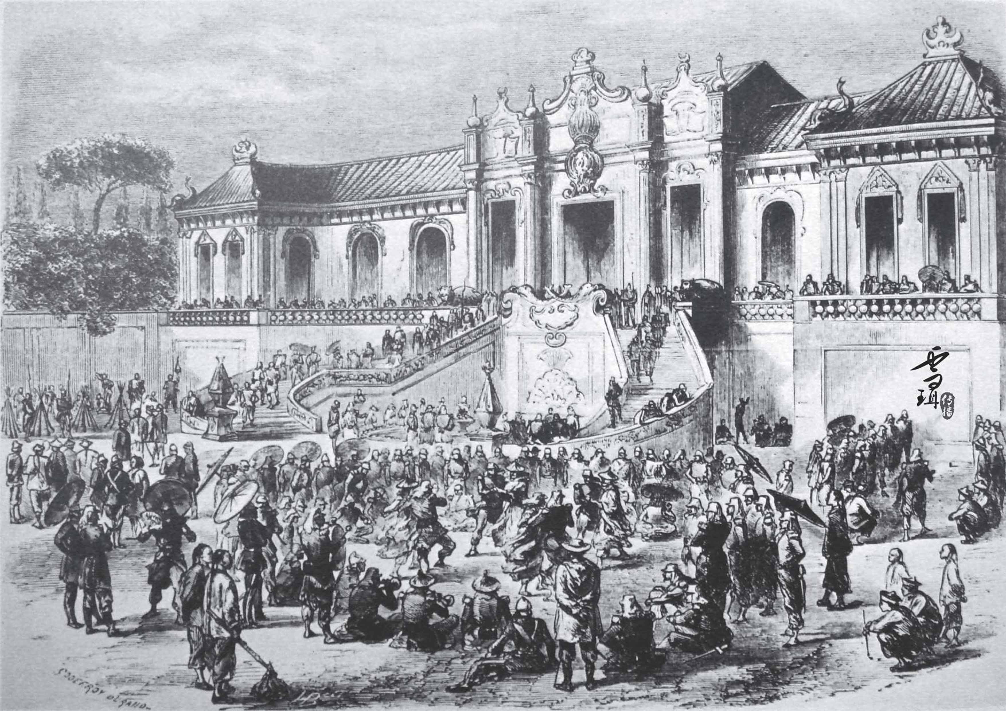 当时一幅表现抢劫圆明园的素描.