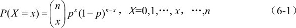 x x−p n−p= =P (X x) x(1 ) n ，X=0,1,…,x，…,n （6-1）