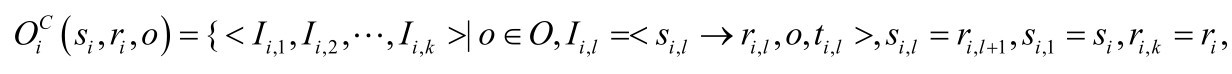 OiC ）si,ri,o（ ={＜Ii,1,Ii,2,…,Ii,k＞|o∈O,Ii,l=＜si,l→ri,l,o,ti,l＞,si,l=ri,l+1,si,1=si,ri,k=ri,