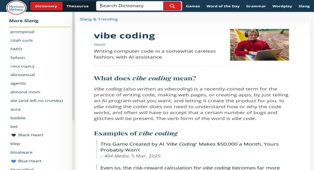 图1-2 《韦氏英语惯用法词典》收录了“Vibe Coding”
