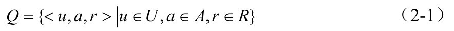 Q= {＜u,a,r＞u∈U,a∈A,r∈R} （2-1）