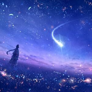 紫色星空的流星